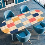 Surwin Elastische Oval Tischdecke Abwaschbar, Spanntischdecke Abwischbar Gartentischdecke mit Gummizug Oval Minimalismus Outdoor Tischdecke für Esszimmer Küche (Schachbrettmuster,107x165cm)