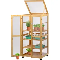 Dobar dobar® Großer Anzuchtschrank Dome aus Holz - Gewächshaus