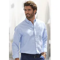 H.I.S. Langarmhemd "Regular-fit", Herren, Gr. L (41/42), N-Gr, blau