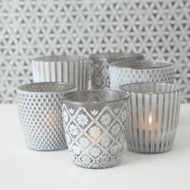 Boltze Windlicht Patty Glas Grau