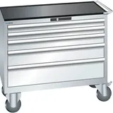 LISTA Werkstattwagen 54x27E, (BxTxH) 1023x572x962mm, 5 Schubladen, Fronthöhen 75-200mm, lichtgrau, RFID Lock