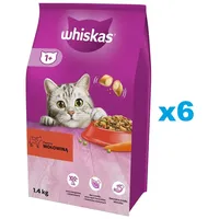 Whiskas Adult 6x1,4 kg Trockenfutter mit Rindfleisch für adulte
