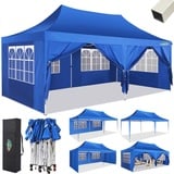 COBIZI Pavillon 3x6 Faltpavillon Wasserdicht Stabil mit 6 Seitenteilen Kegelförmig Partyzelt 3 Höhenverstellbar UV-Schutz Tragetasche Zelthering, Seile für Garten, Hochzeiten, Markt, Freien Event