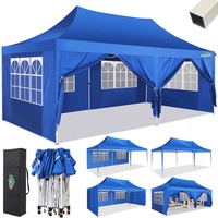 COBIZI Pavillon 3x6 Faltpavillon 3x6 Wasserdicht Stabil mit 6 Seitenteilen Gartenlauben Partyzelt Gartenpavillon für Hochzeiten Pavillon für Garten, Party, Festival, Hellblau