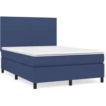 vidaXL Boxspringbett mit Matratze Blau 140x200 cm Stoff