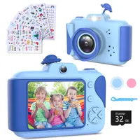 Kinderkamera - Digitalkamera Kinder mit 2,4 Zoll Großbildschirm 1080P HD 12MP Eingebaute 32GB SD-Karte USB Wiederaufladbare Selfie Kamera für 3-10 Jahre Alter Mädchen Geburtstag Kinder Spielzeug