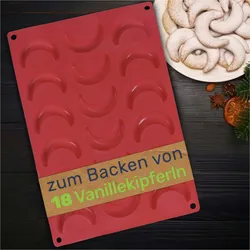 Haushalt International Backform für 18 Vanillekipferl aus Silikon