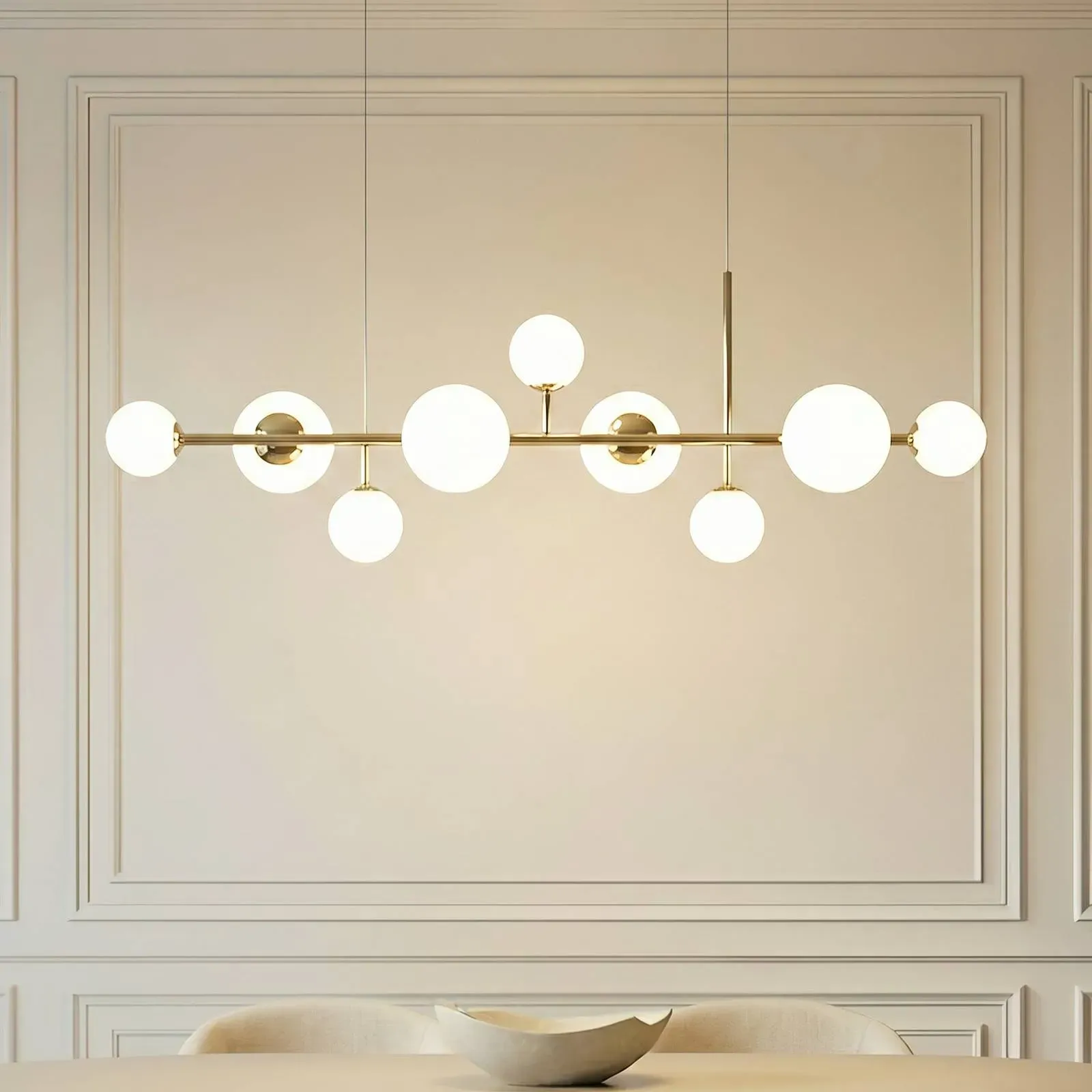 Glas Hängelampe Dione ALDEX, dimmbar, messing / gold, für Wohn- / Esszimmer, Glas, Modern, Pendelleuchte - 170 cm - 62 cm - 200 cm