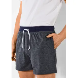 Schlafshorts H.I.S, Herren, Gr. 52/54 (L), N-Gr, blau (blau, meliert), Jersey, Obermaterial: 65% Baumwolle, 35% Polyester. Hosenbund: 100% Baumwolle, unifarben, Basic, kniefrei, Hosen, mit kontrastfarbigem Bund