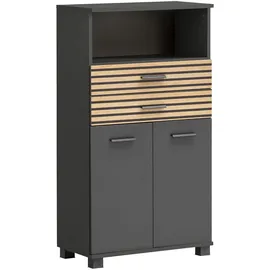 Schildmeyer Highboard Katta 158586, anthrazit/Akustikpaneel Optik, 59,8 x 32,6 x 110,5 cm