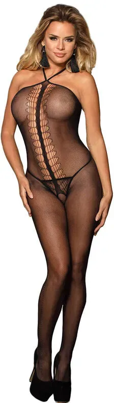 SUBBLIME  Netz-Bodystocking mit schwarzem Haltertop One Size