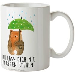 Mr. & Mrs. Panda Tasse Bär mit Regenschirm – Weiß – Geschenk, Kaffeebecher, Tasse, Porzellan, Keramik weiß
