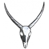 Casa Padrino Designer Antilope Deko Geweih aus poliertem Aluminium Silber H 75 cm, B 67 cm - Wandfigur - Geweih - Wandgeweih