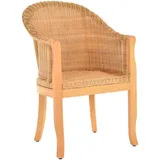 Rattan-Sessel mit Holzbeinen, Club-Sessel aus Rattan, Rattanstuhl  (Honig)