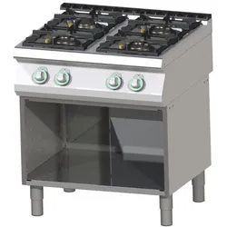 A&S polarny Gas-Kochfeld Standgerät Edelstahl 4 Herdplatten 27kw 800x730x900mm Pilotflamme