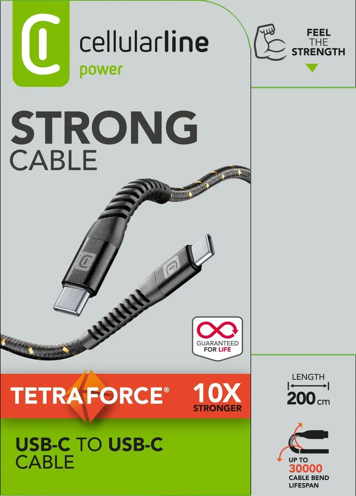 Tetra Force Cable Stecker USB C auf USB C bis 60 W 2 m  (Schwarz)
