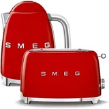 Wasserkocher SMEG 50's Retro Style 1,7l rot + Toaster SMEG 50's Retro Style 2x2 rot