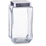 Zeller Present Vorratsglas Vorratsglas mit Edelstahldeckel, 2000 ml, Glas, Edelstahl, (Stück, 1-tlg), Vorratsdose Lebensmittelaufbewahrung silberfarben|weiß