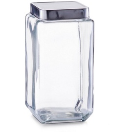 Zeller Present Vorratsglas Vorratsglas mit Edelstahldeckel, 2000 ml, Glas, Edelstahl, (Stück, 1-tlg), Vorratsdose Lebensmittelaufbewahrung silberfarben|weiß