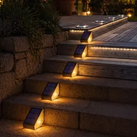 Lumisky LED Solar-Treppenleuchten 2er Set Stahl 5 x 11 x 5,5 cm weiß