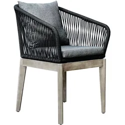 Ploß Arendal Diningsessel, schwarz/grau, Rope/FSC-Akazie, 58,5x61,5x87cm, inkl. Polster
