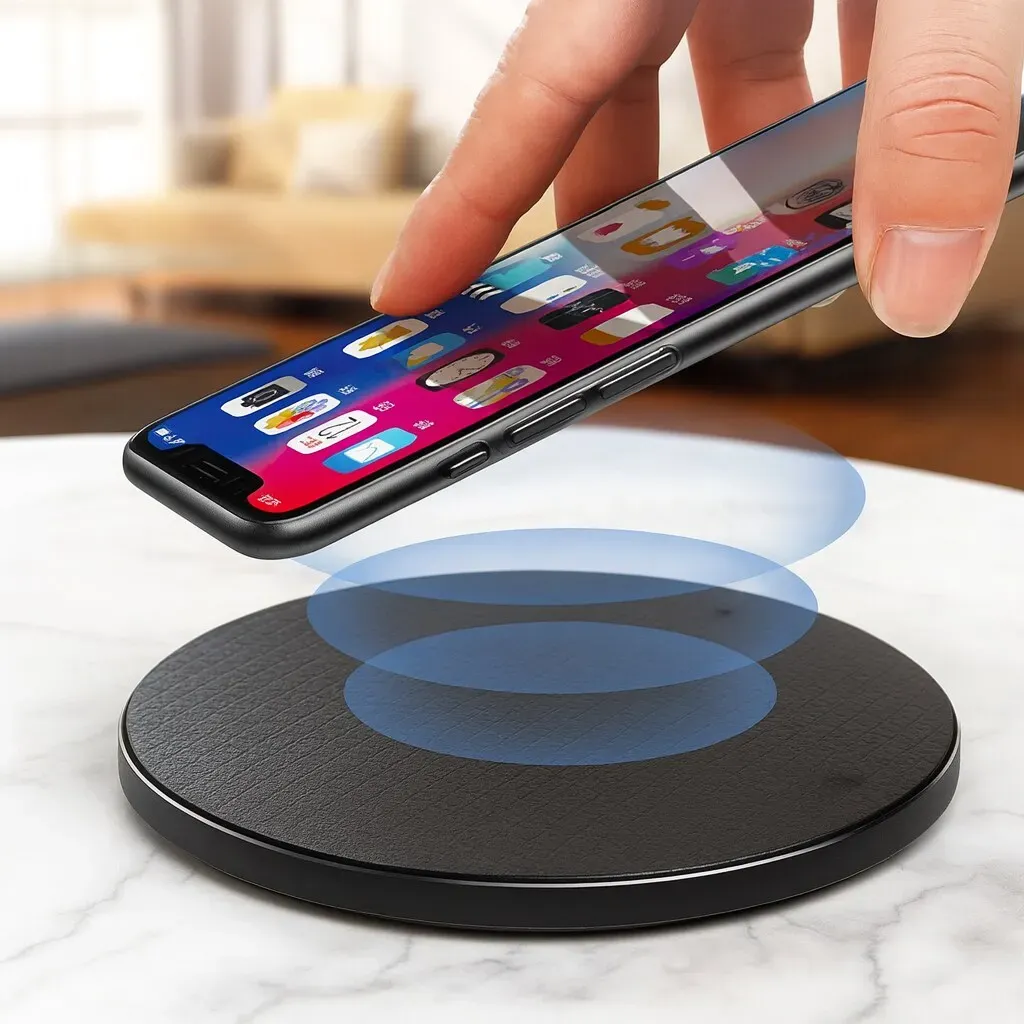 QI Wireless Ladestation Induktives Ladegerät mit Kabel Schwarz geeignet für iPhone Samsung Google Pixel Xiaomi und weitere Smartphones