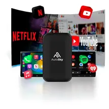 autosky AI Box Lite Plus 2.0 – Wireless CarPlay & Android Auto für werkseitig verkabelte Autos, Unterstützt Netflix & YouTube, Kabellos & Plug & Play