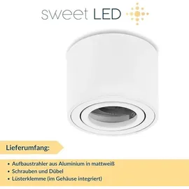 Sweet Led Deckenspots 4xAufputz flach 50mm Aluminium Aufbauspots weiß matt rund Ø Weiß