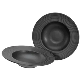 CreaTable Lava Stone schwarz Pastateller 2-tlg Steinzeug