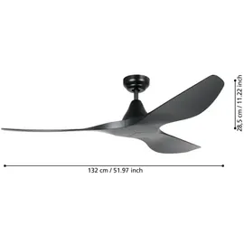 EGLO Portsea 132 cm Deckenventilator Schwarz