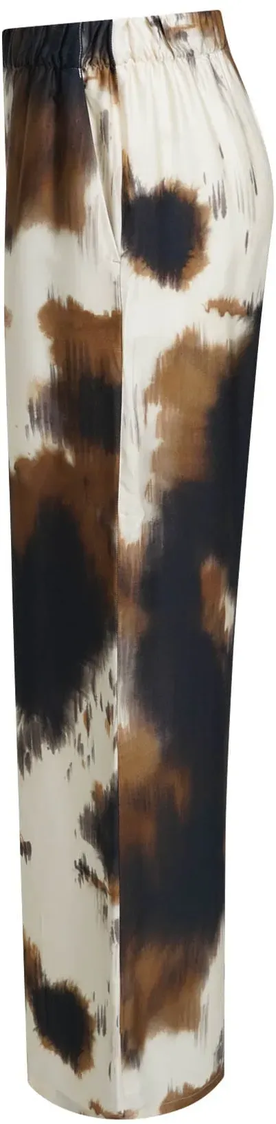 Stoffhose SMITH & SOUL, Damen, Gr. L, N-Gr, braun (schwarz choc print), Web, Obermaterial: 100% Viskose, gemustert, weit lang, Hosen Stoffhose, mit Elastikbund und Allover-Print