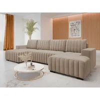 Mirjan24 Wohnlandschaft Hugo U, Wohnzimmer Eckcouch mit Schlaffunktion und Bettkasten, Ausziehmechanismus DL, U-Form (Farbe: Manila 21) - Braun