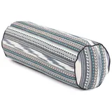 Bodhi Ethno Collection: Yoga-Bolster (rund), Ikat-Webstoff, schwarz-weiß-blau gem., Dinkelhülsen bunt|grau No Size