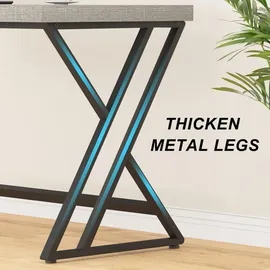 luxuskollektion Grauer Computer-Büroschreibtisch mit Stauraum, Holz-Metall-Schreibtisch, moderner Arbeitsplatztisch - Grau