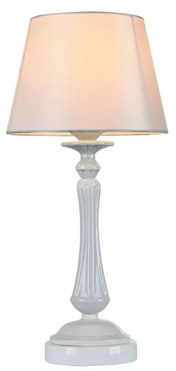 Casa Padrino Barockstil Tischleuchte Hochglanzweiß Ø 23 x H. 48 cm - Jugendstil Möbel