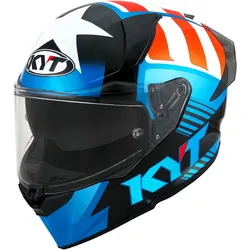 KYT R2R Straight, Integralhelm - Schwarz/Blau/Weiß/Rot - XS