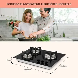 Klarstein Gaskocher 3-Flammig, 6,45kW Einbau-Gaskocher für Innenbereich, Edelstahl-Gaskocher für Wohnmobil, 3-Flammiger Gaskocher, Gasherde mit