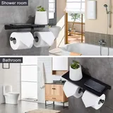 Hygienischer Toilettenpapierrollenhalter Ohne Bohren Mit Handyablage, Doppelte Wandmontage Für Badezimmer (schwarz)