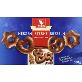 lebkuchen Weiss Herzen Sterne Brezeln Lebkuchen mit Vollmilchschokolade 500g