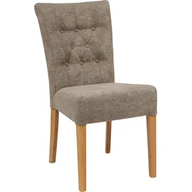 Home Affaire Polsterstuhl HOME AFFAIRE "Queen", grau (grau, natur), B:46cm H:93cm T:64cm, Polyester, Stühle, Polsterstuhl, Esszimmerstuhl mit Knopfheftung, 2er, 4er oder 6er-Set