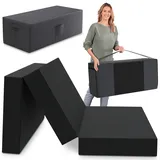 Spar-Set Klappmatratze Gästematratze, 140x195x15cm, schwarz inkl. Husse anthrazit & Transporttasche