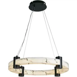 Licht-Erlebnisse Hängelampe PYMNO Schwarz Marmor Metall Harz 29W LE120900