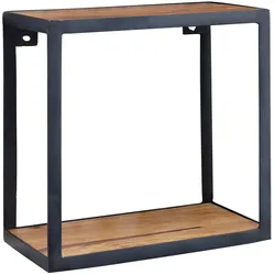 KADIMA DESIGN Deko Wandregal aus Holz und Metall, Modernes rustikales Design, 35x35x18 cm.