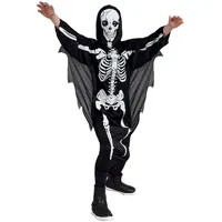 Boland -Kostüm Scary Skeleton für Kinder, Overall mit Kapuze, Skelett, Karneval, Mottoparty, Halloween