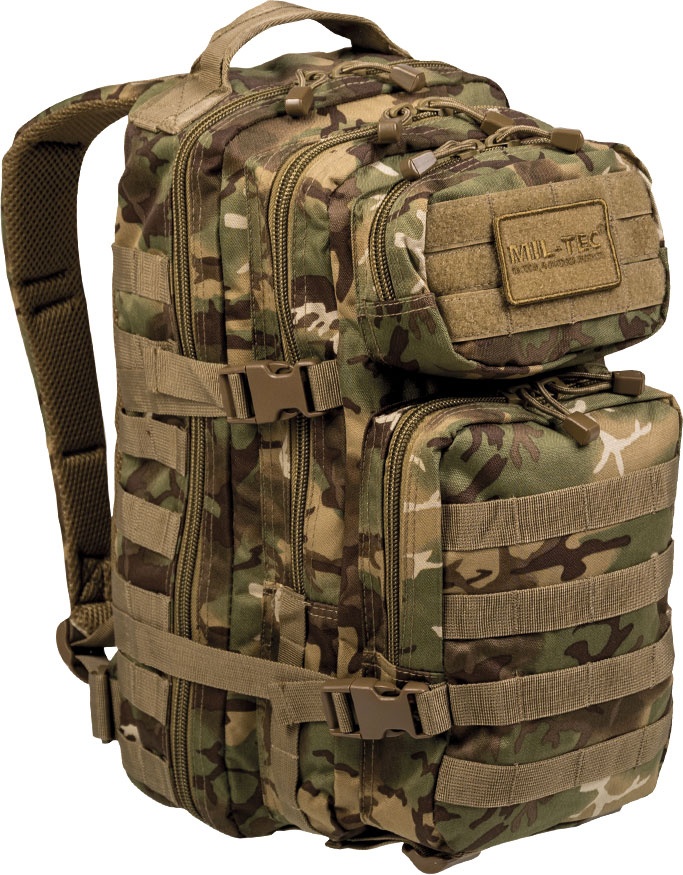 Mil-Tec US Assault Pack S Camo, sac à dos - Woodland (Arid)