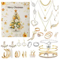 Schmuck Adventskalender 2024, Adventskalender 2024 Frauen Schmuck Gold, Beauty-Modeschmuck-Adventskalender, Weihnachtsgeschenke, Luxuriöser Weihnachts-Countdown-Kalender