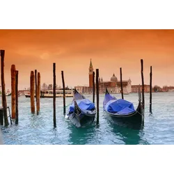 Fototapete PAPERMOON "Boote in Venedig", bunt, B:4,50m L:2,80m, Vlies, Tapeten