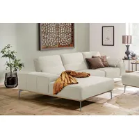 W.SCHILLIG Ecksofa run, Designsofa mit tollem Sitzkomfort, bequem, L-Form, mit elegantem Holzsockel, Füße in Silber matt, Breite 319 cm weiß