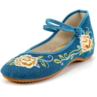 RVROVIC Mode Damenschuh Walking Tanz Stickerei Vintage Mary Jane Flats - 38.5 EU