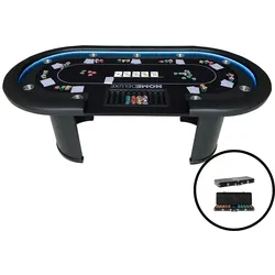 Home Deluxe GmbH HOME DELUXE - Pokertisch inkl. Pokerkoffer CASINO - mit LED Beleuchtung und Getränkehalter, für bis zu 9 Personen I Spieltisch Poker Tisch